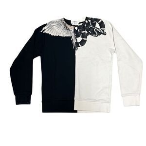 MARCELO BURLON BOY 10 WINGS SNAKE Black White Color block Sweatshirt Ita…